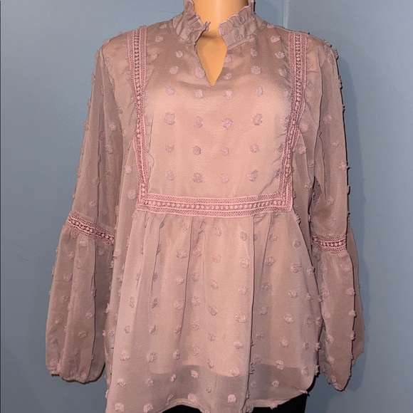 Tops - Elegant Sheer Blouse with Delicate Details – Size Large